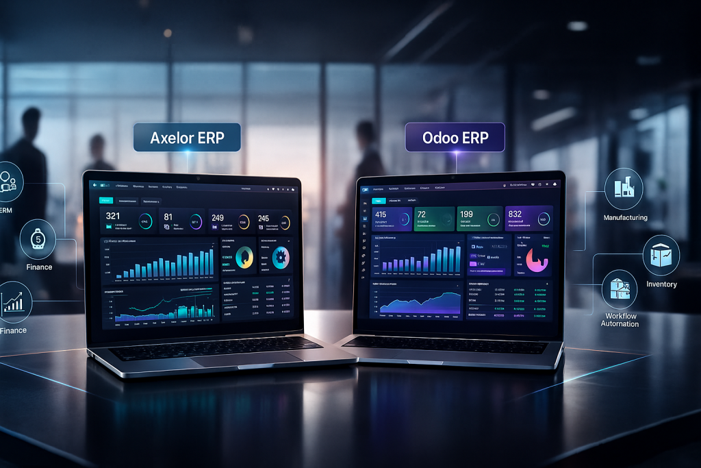 side-by-side comparison of Axelor ERP and Odoo ERP