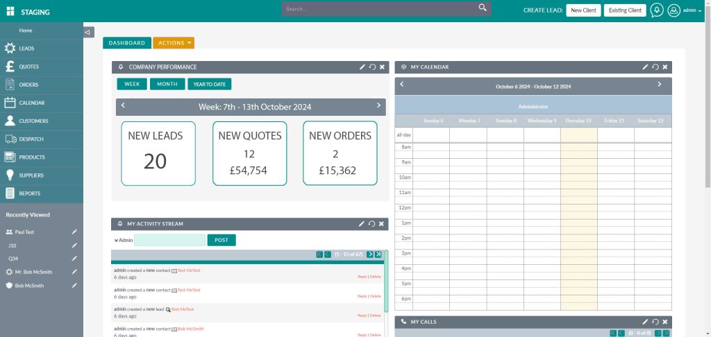 week home page widget