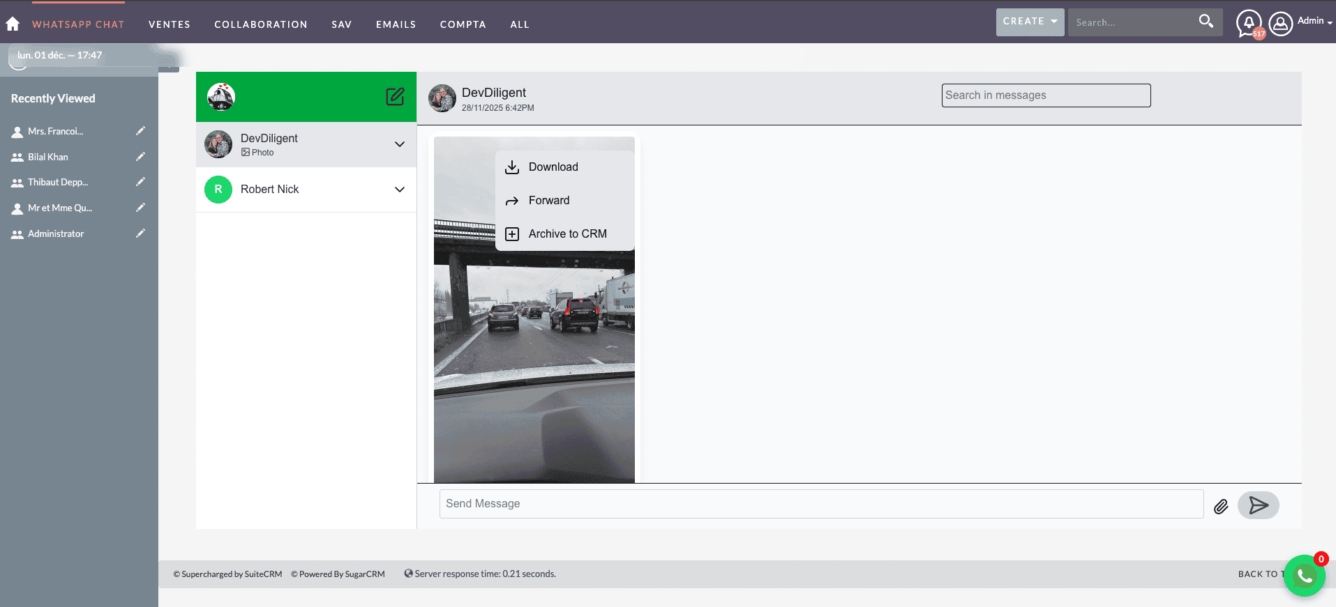 whatsapp action menu